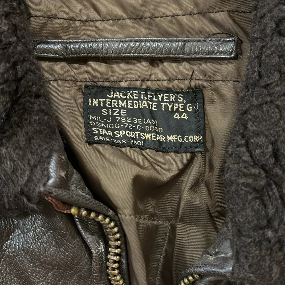 Vintage G1 brown leather bomber jacket, USN - Picture 2 of 15